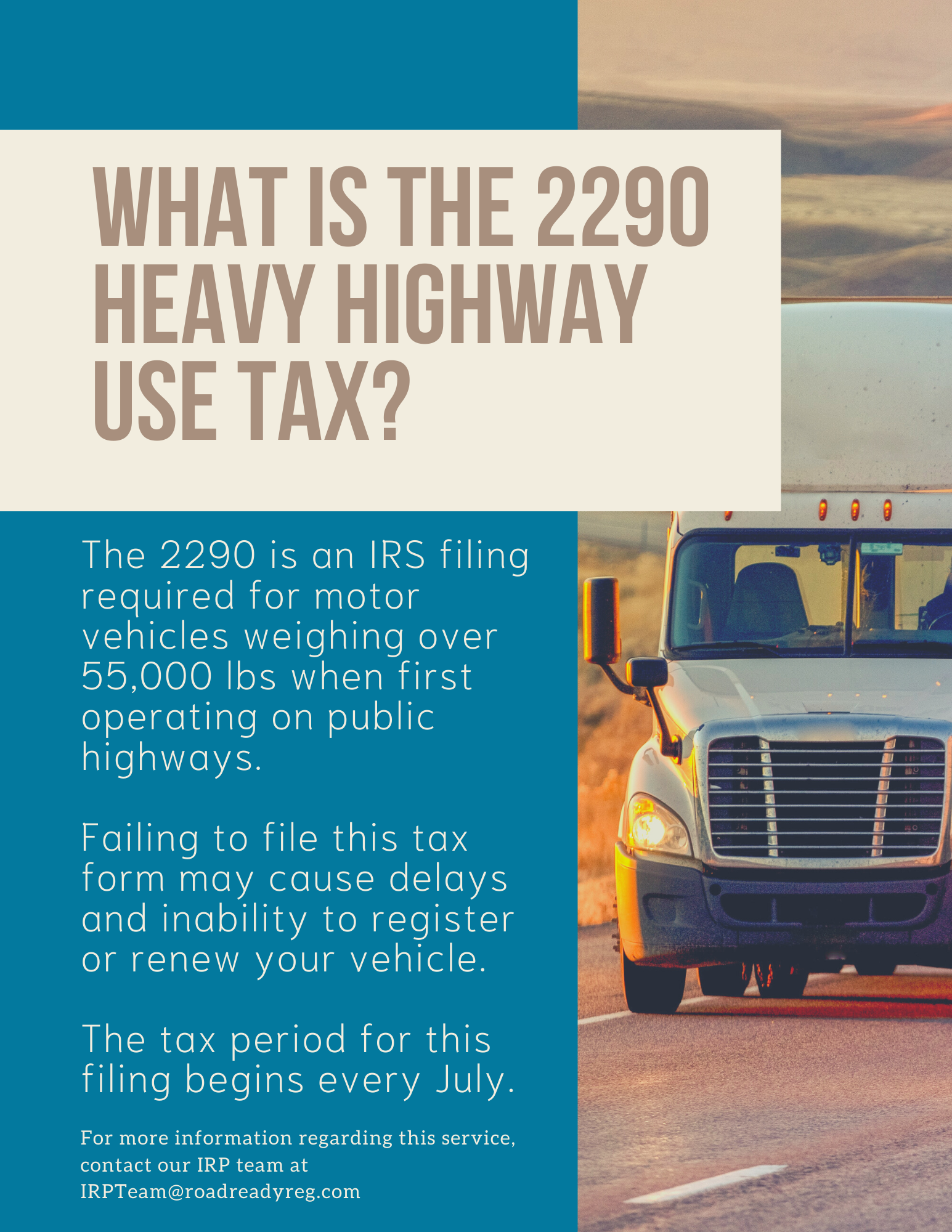 what is the 2290 heavy highway use tax Road Ready Registration