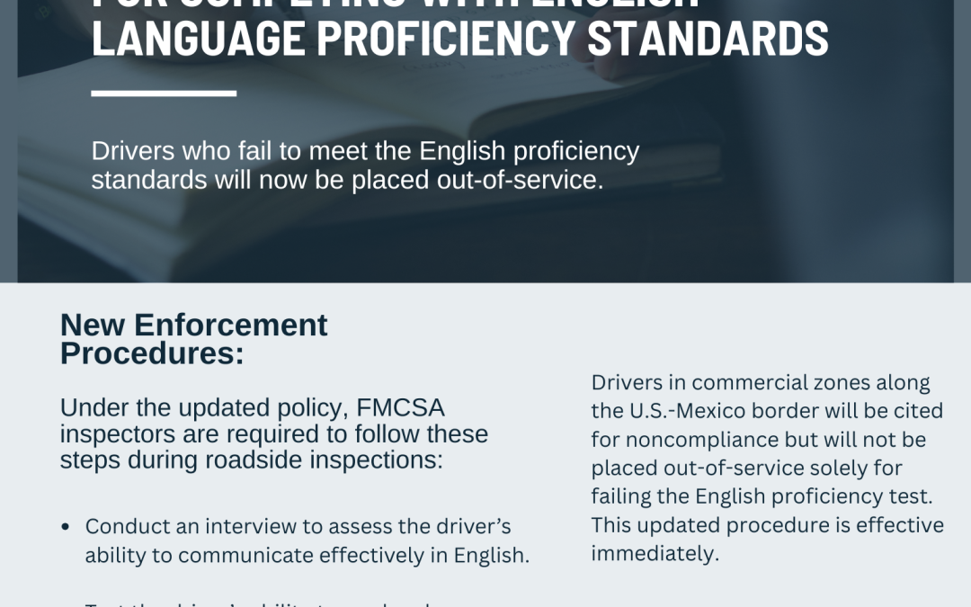 FMCSA ANNOUNCES NEW PROCEDURES FOR COMPLYING WITH ENGLISH LANGUAGE PROFICIENCY STANDARDS